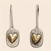 Vintage Heart-Shaped Earrings with Gold Inlay
