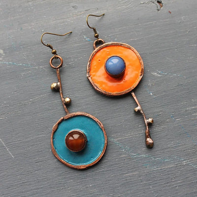 Asymmetric Graffiti Earrings in Antique Bronze