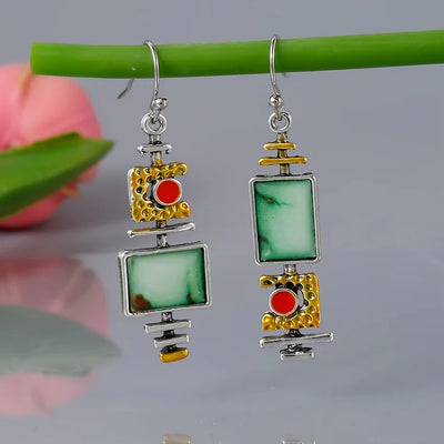 Vintage Boho Geometric Hook Earrings