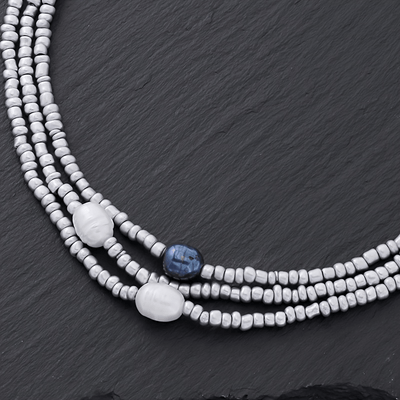 3-Piece Vintage Necklace Set with Freshwater Pearls and Beads – Handmade