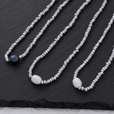 3-Piece Vintage Necklace Set with Freshwater Pearls and Beads – Handmade