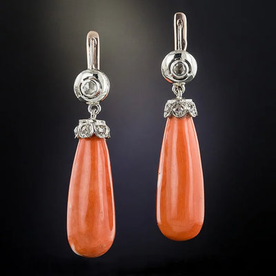 Bohemian Antique Coral Drop Earrings