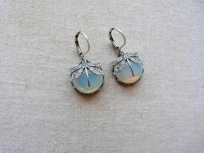 Antique Gold Spherical Dragonfly Earrings