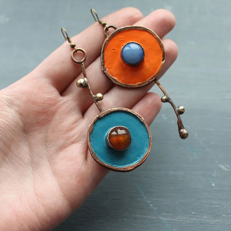 Asymmetric Graffiti Earrings in Antique Bronze