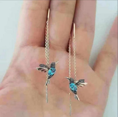 Bird Earrings with Mixed Zirconium