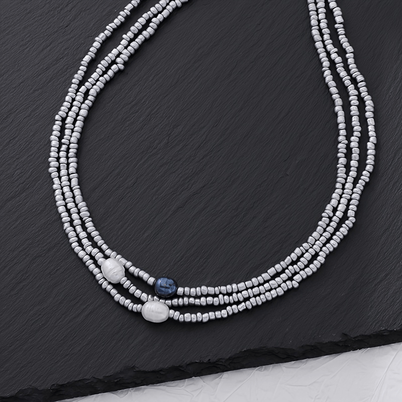 3-Piece Vintage Necklace Set with Freshwater Pearls and Beads – Handmade