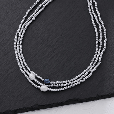3-Piece Vintage Necklace Set with Freshwater Pearls and Beads – Handmade