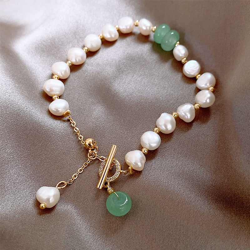 Freshwater Pearl and Aventurine Bracelet