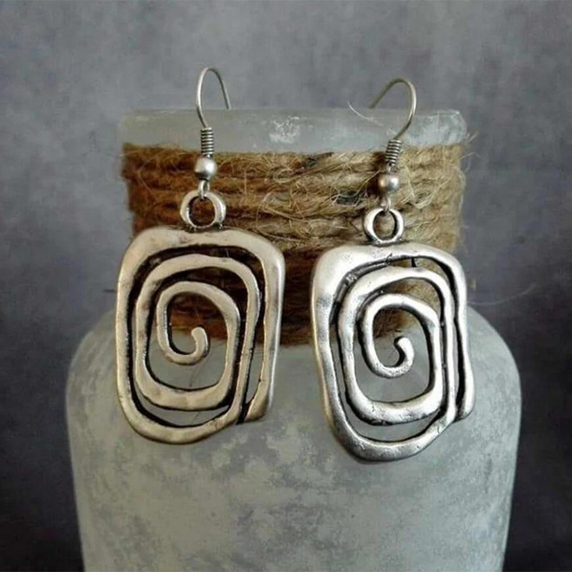 Boho Spiral Earrings in Silver