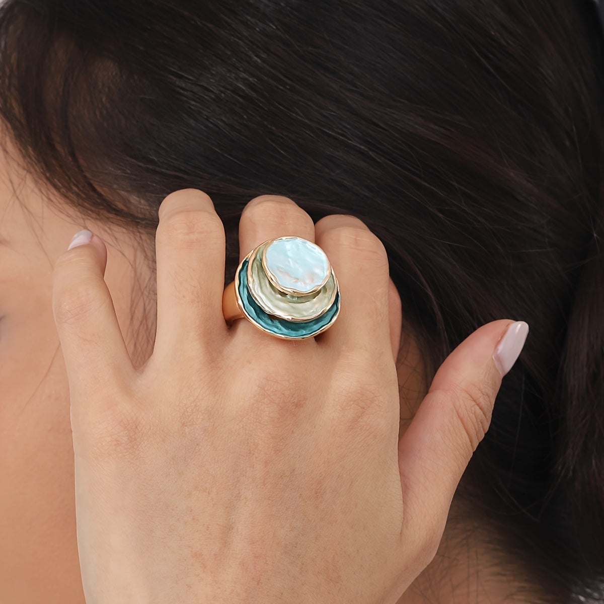 Triple-Layer Boho Enamel Ring