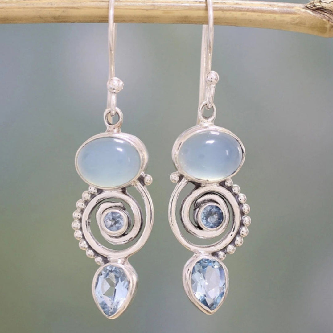 Vintage Silver Earrings with Moonstone