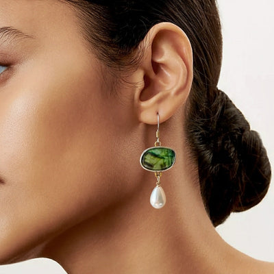 Vintage Silver Earrings with Natural Stones