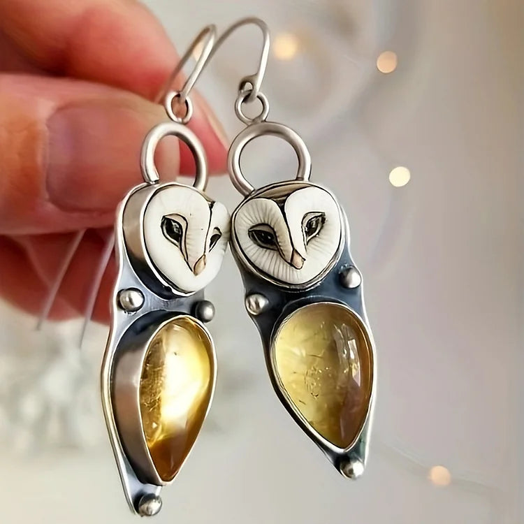Moonstone Owl Earrings