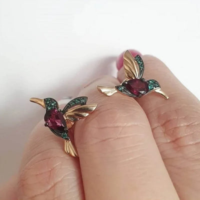 Bird Earrings with Mixed Zirconium