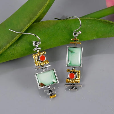 Vintage Boho Geometric Hook Earrings