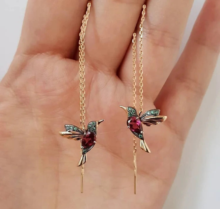 Bird Earrings with Mixed Zirconium